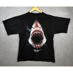 VTG 90s Planet Earth Skateboards Shark Oh S**t  Australia T-Shirt Large Black